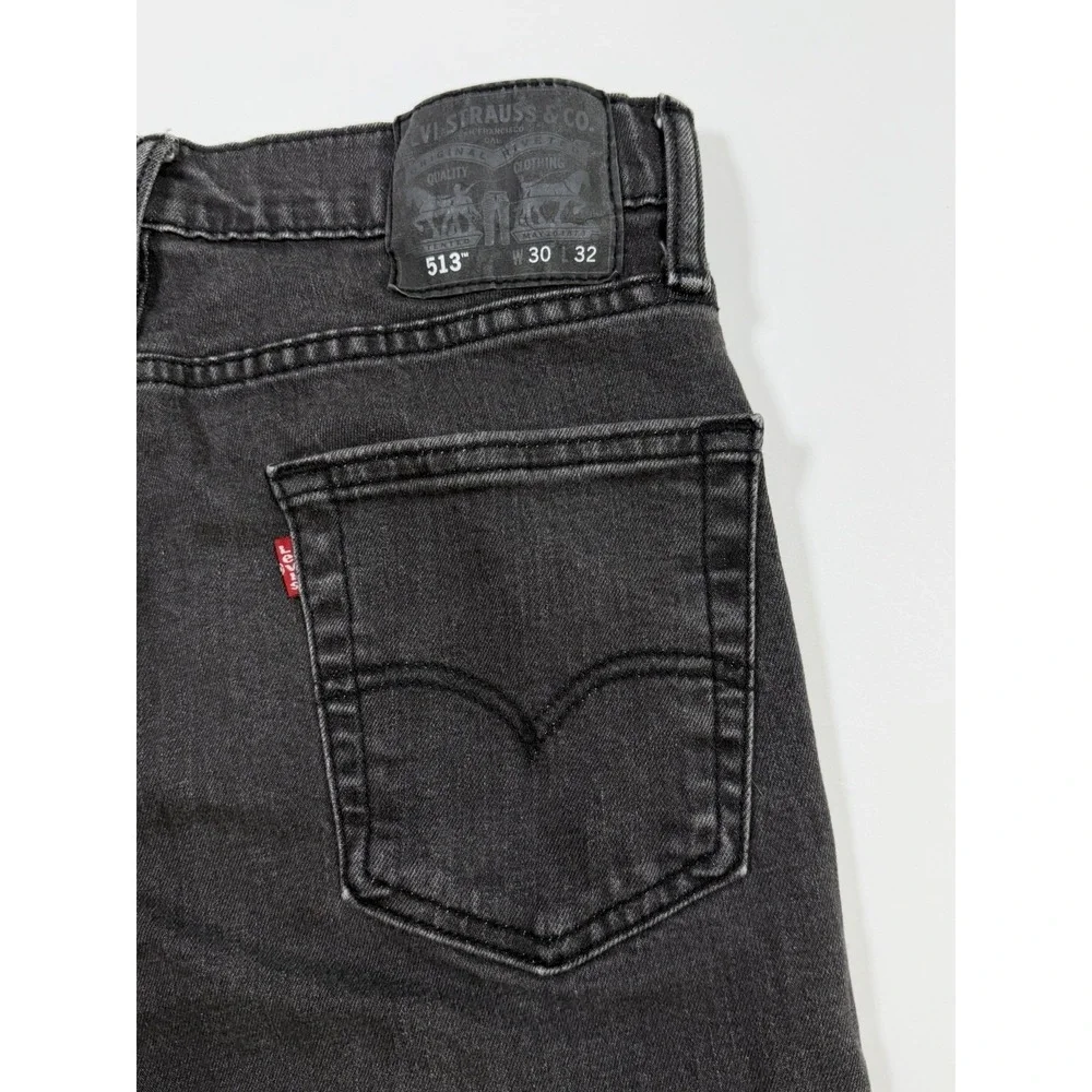 Levis 513 Jeans Mens 30x32 Black Slim Straight Stretch Denim Dark Wash Casual